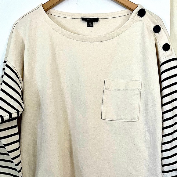 J.Crew Nautical Pullover Top w/ Buttons - Picture 1 of 8